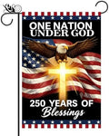 250th Anniversary 4th of July Garden Flag, Patriotic Religious American Eagle Cross Pattern Double Sided Yard Flag, 12x18 Inch Outdoor Decor for Independence Day Lawn Patio Home by Unknown