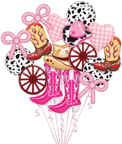MiniInflat 16 Pcs Pink and Brown Cowgirl Party Balloons Decorations by MiniInflat