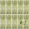 10 Pack Light Green Backdrop Curtain 3.2ft x 8.2ft Metallic Tinsel Foil Fringe Curtains Photo Booth Background for Birthday Party Decoration Baby Shower Engagement Wedding Christmas Decoration by Ohiyoo