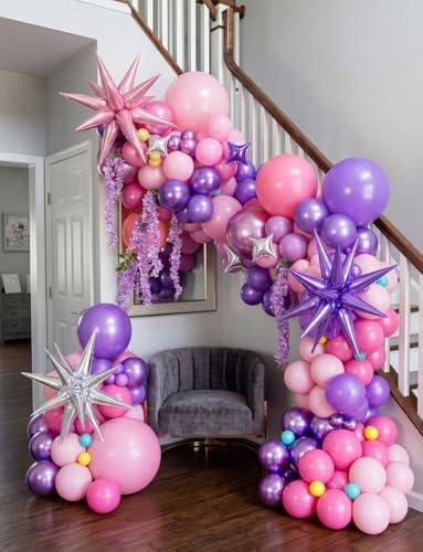 Pink and Purple Balloon Garland Arch Kit，Birthday Party Decor - Image 5