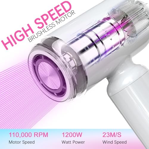 Mini Hair Dryer, High-Speed Blow Dryer with 110,000RPM Brushless Motor, Magnetic Diffuser, Negative Ionic Technology for Fast Drying, Compact & Lightweight for Home & Travel (White) - Image 4