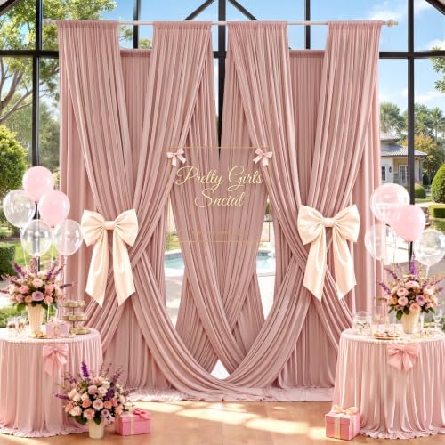 20x12 ft Dusty Pink Backdrop Curtains for Weddings, Birthdays and Photos - Image 4