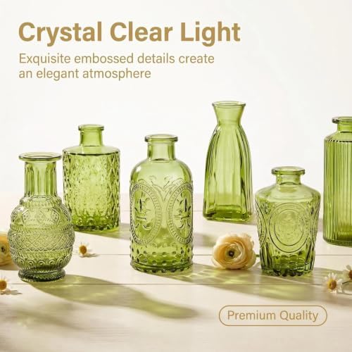 24PCS Mini Bud Vases As Wedding Centerpieces for Tables,Clear Bud Vases for Flowers,Small Flower Vases Suitable for Birthday Party,Anniversary,Wedding Reception,Baby Shower (Green, 24PCS) - Image 3