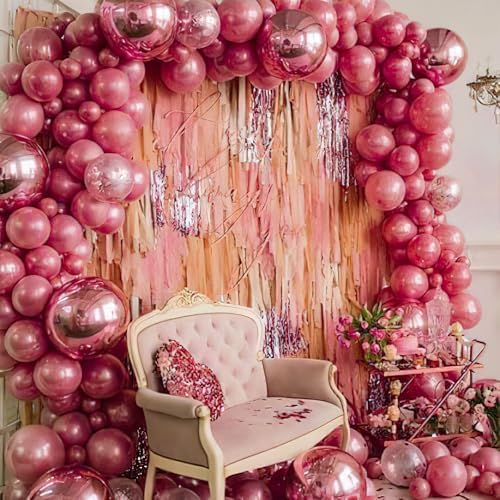 PartyWoo Metallic Pink Balloons 50pcs Chrome Hot Pink Magenta Fuchsia Color - Image 5
