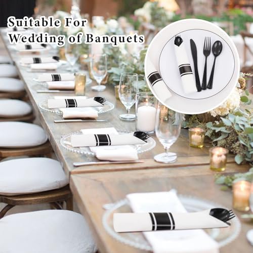 Supernal 120pack Pre Rolled Black Plastic Silverware Set Disposable - Image 6
