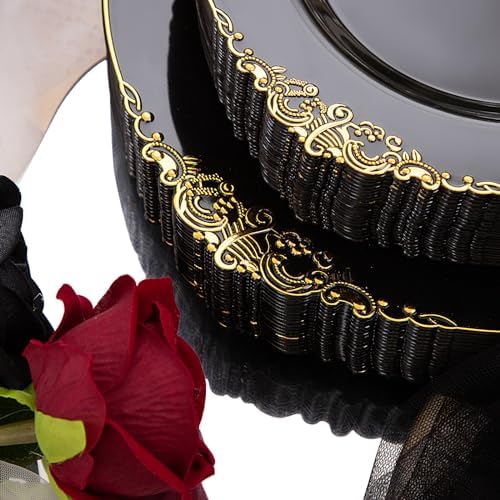 Hioasis 210 Pcs Black Gold Plates for Graduation - Image 2