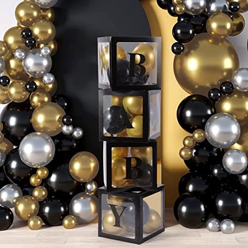 Voircoloria Baby Boxes with Letters, Black, 4 Transparent Balloon Boxes - Image 3
