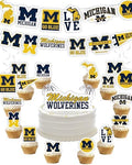 Michigan Party Decorations, Wolverines Cake Topper & Graduation Decor 42 Pc by PartyKandyDecorGifts