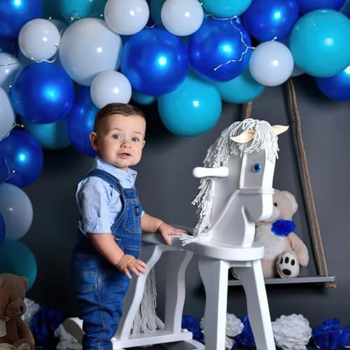 PartyWoo Pearl Blue Balloons 140pcs Sky Blue Balloons Different Sizes - Image 4