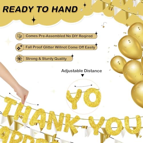 Fulmoon Pre Strung Thank You We Appreciate You Banner, Gold - Image 3