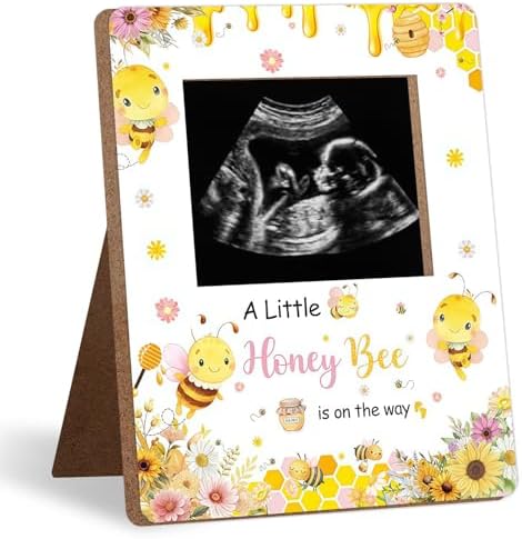 Bee Baby Shower Decorations Frame, Bee Pattern Sonogram Picture Frame, New Mom Expecting Parents-to-Be Keepsake Gifts, Bumble Bee Baby Shower Decorations, Pregnancy Announcements, 4.5 * 5.3 IN Photo by Unknown