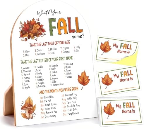 Autumn Party Icebreaker Wooden Sign, What's Your Fall Name Game by Unknown