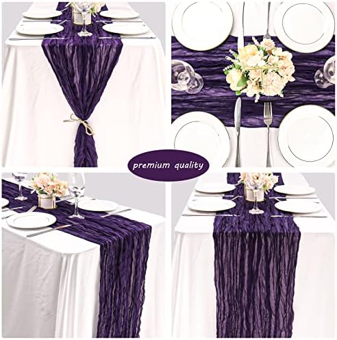 35x157 Inch Dark Purple Cheesecloth Table Runner Gothic Wedding Party Decor - Image 5