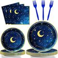 chiazllta 96 Pcs Starry Night Plates and Napkins Party Supplies Sweet theme Tableware Set Galaxy Party Decorations Favors for Outer Space Birthday Baby Shower Serves 24 Guests by chiazllta
