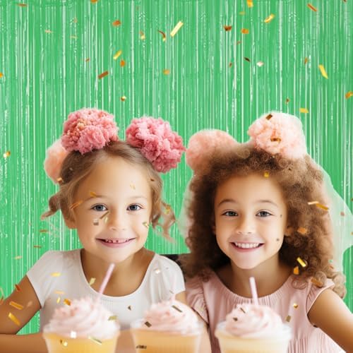 DECOCKRAT 3 Pack Foil Fringe Backdrop - Pastel Light Green Shiny Tinsel Curtains for Party Decoration/Photo Booth Props - 3.3x8.2 FT Metallic Foil Backdrop for Birthday, Wedding, Graduation, Christmas - Image 4