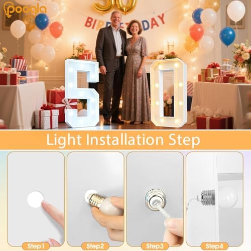 Pooqla 3 FT Marquee Numbers, Light Up Number 2 2nd Birthday Decorations - Image 6