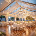 6 Panels Deep Champagne Ceiling Curtains with Lights for Weddings - 5ftx10ft Wrinkle-Free Tulle Fabric Wedding Arch Draping Ceiling Drapes Decorations for Wedding Party Ceremony Stage Tent Event by Unknown