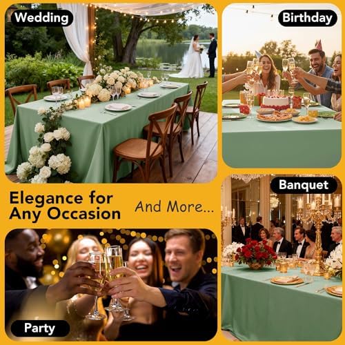 10-Pack Sage Green Tablecloths for Rectangle Tables, 70 x 120 in - Image 5