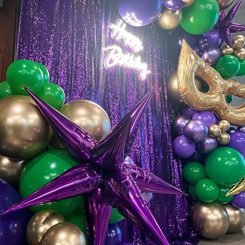 Purple Sequin Backdrop Curtain 4 Pcs 2ftx8ft Sparkly Glitter Wedding Party Photography Background Drapes for Birthday Prom Decoration Christmas Party Decoration - Image 5