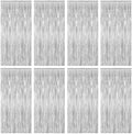 8 Pack Silver Backdrop, 3.28 FT x 7.05 FT Birthday Backdrop, Metallic Silver Tinsel Curtain Disco Party Streamer, Bachelorette Party Decorations Birthday Photo Booth Props by ZATAYE