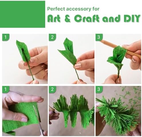 PartyWoo Crepe Paper Streamers 4 Rolls 328ft, Pack of Crepe Paper Light Green and Grass Green Streamers Party Decorations, Crepe Paper for Birthday Decorations, Party Decorations (1.8 In x 82 Ft/Roll) - Image 4