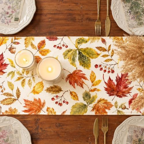 ONFAON Fall Decorations for Home, Fall Maple Leaves Table Runner - Image 5