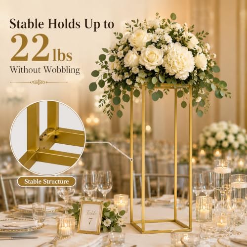 10 Pcs Wedding Centerpieces for Tables, 23.6in Gold Flower Stand for Wedding, Metal Floor Vase Table Centerpieces Column Stand for Party Wedding Birthday Event Home - Image 4