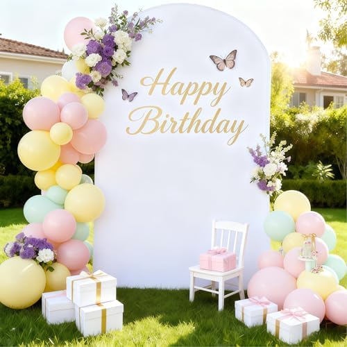 7.2 ft Arch Backdrop Cover White, Double-Sided Spandex Arch Covers Stretchy Backdrop for Balloon Arches Birthday Party Baby Shower Banquet Wedding Photo Background - Image 4