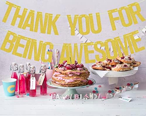 Thank You for Being Awesome Banner Gold Glitter, We Will Miss You Banner, Birthday,for Retirement Farewell Going Away Office Work Party Decorations Gold Glitter - Image 5