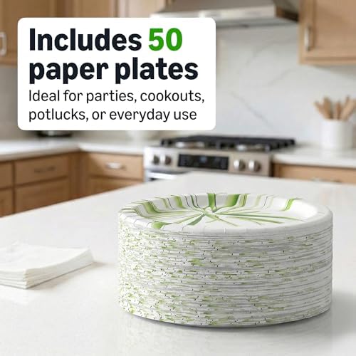 Amazon Basics Everyday Paper Plates, 10 Inch, Disposable, 50 Count, Packaging May Vary - Image 5