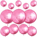 12PCS Metallic Pink Round Foil Balloons 22" 15" 10" Large Pink Balloons by vibzox