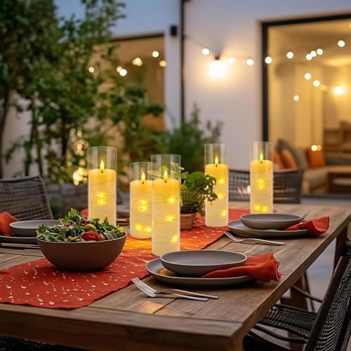 24 Pack Acrylic Flameless Candles,with Embedded Star String, Battery Operated Candles Flickering LED Pillar Candles with Remote Control and Timer, Ideal for Indoor/Outdoor Decor,Wedding,BBQ and Gift. - Image 7