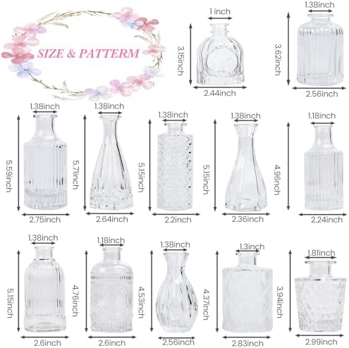 UPBUD Clear Glass Bud Vases Set of 12, Small Vases for Flowers - Image 3