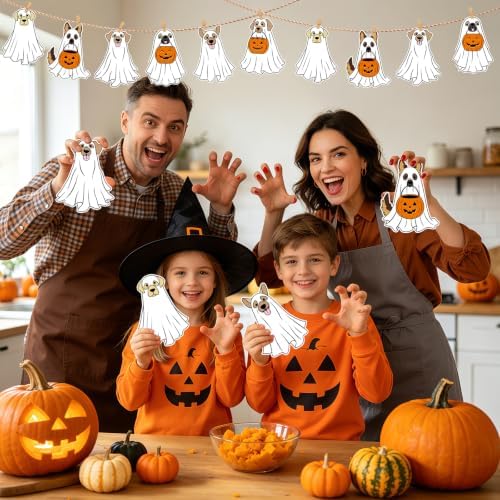 54Pcs Halloween Ghost Cutouts, Classroom Halloween Bulletin Board Paper Cutouts, Puppy Cut-Outs with Adhesive Points for DIY Art Craft Party Supplies Home Office Wall Door Decor - Image 6