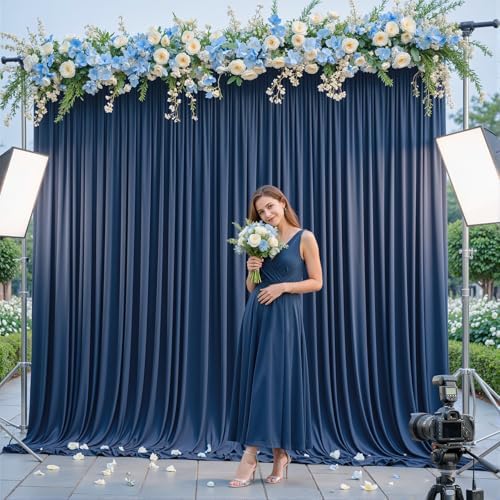 10x12ft Navy Blue Backdrop Curtain Panels for Parties - Wrinkle Free Polyester Photo Curtain Backdrop Wedding Back Drop Fabric Drapes for Party Decorations Background for Photography - Image 6