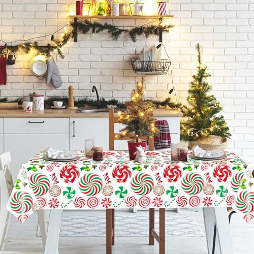 4 Pack Christmas Candy Cane Plastic Tablecloths, 54 x 108 Inch - Image 4