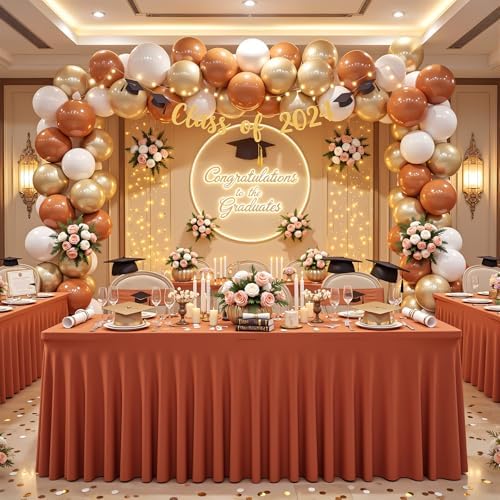 2 Packs Terracotta Spandex Table Cloths 4 Foot, Fitted Stretch Table Cover with Skirts 24x48 Inch, Wrinkle-Free Floor Length Tablecloths Rectangular for Weddings Parties Banquets Events Decorations - Image 5