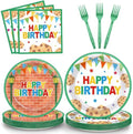 96Pcs Red Brick Wall Street Paper Plates and Napkins Street Theme Birthday Party Supplies Cookie Cartoon Friends Disposable Dinnerware Tableware Set for Kid Baby Shower Table Party Decoration Serve 24 by partygreeting
