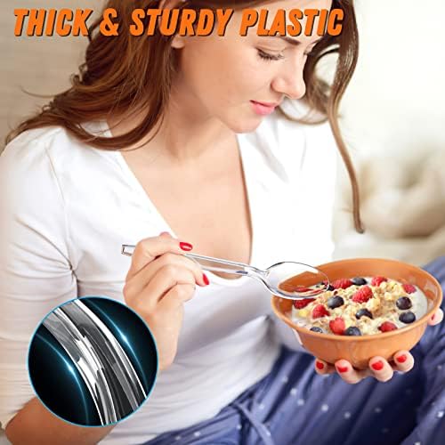 Dipoo 6.8" Clear Plastic Spoons Heavy Duty, 168 Count - Image 4