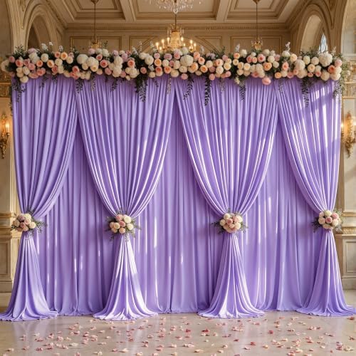 40x10ft Lavender Backdrop Curtain Panels for Parties - Wrinkle Free Polyester Photo Curtain Backdrop Wedding Back Drop Fabric Drapes for Party Decorations Background for Photography by WishCare