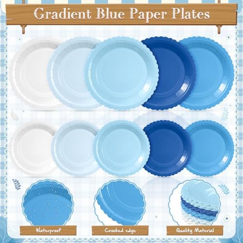 Zhehao 350 Pcs Blue Paper Plates and Napkins Party Supplies - Image 4