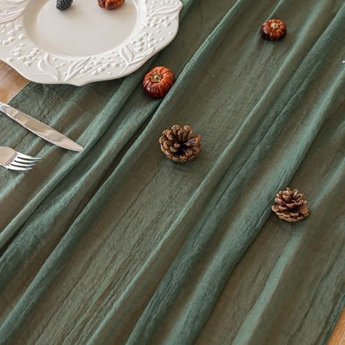 Forest Green Cheesecloth Table Runner 120 in Fall Party Home Decorations - Image 4