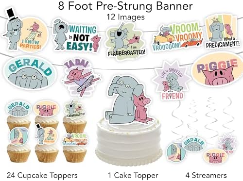 Piggie and Gerald Birthday Decorations Elephant Party Supplies (42 Pc Set) - Image 2