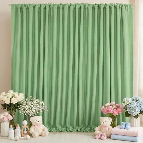 Sage Green Backdrop Curtains 10ftx10ft Wedding Polyester Photo Drapes - Image 2