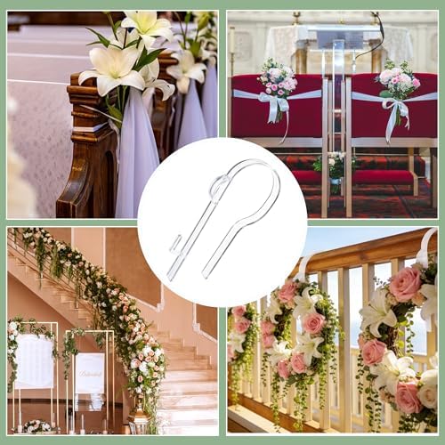 moonoom 24 Pcs Wedding Church Pew Clips, Ceremony Aisle Chair Hangers, Wedding Pew Bow Hooks for Ceremony Banquet Party Receptio Bow Garland Wreath Flowers Holder - Image 5