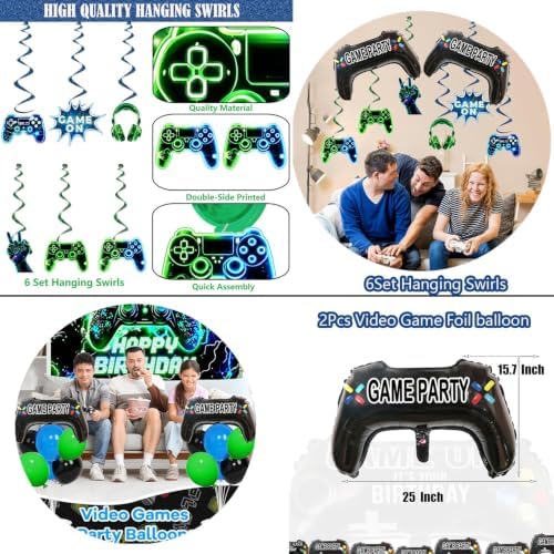 77Pcs Video Game Birthday Party Decorations Kit for Game Night Room Decor - Image 7