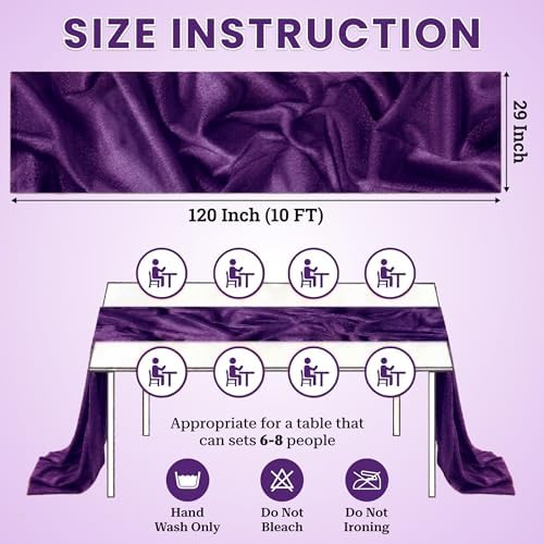Pack of 25 Chiffon Table Runners 29 x 120 Inch, 10FT Long - Cadbury Purple - Image 3