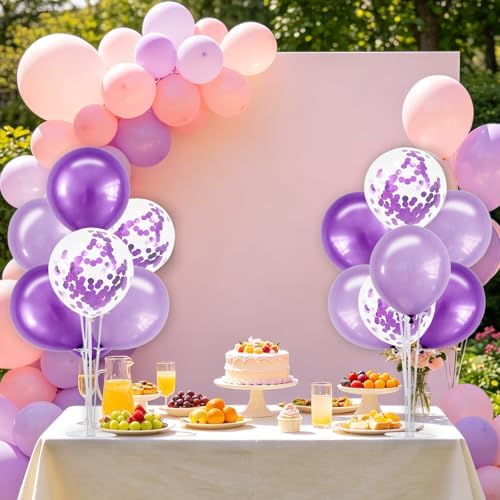 TONIFUL 4 Set Purple Balloon Stand Balloon Centerpiece for Table Decor - Image 6