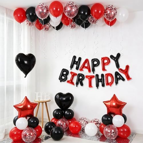 Red and Black Birthday Decorations with Black Red Balloons for Boys - Image 3