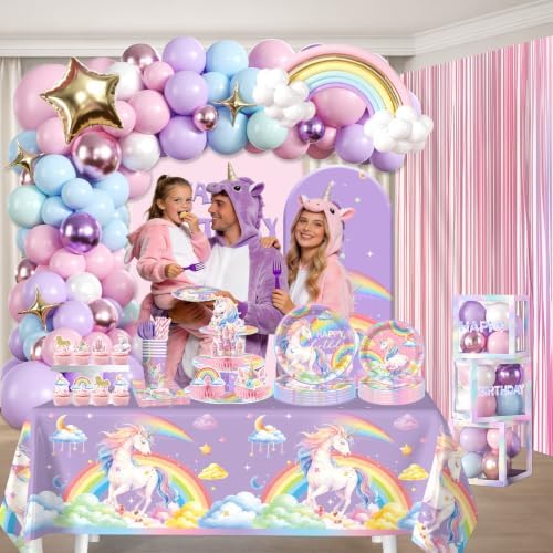 296pcs Unicorn Birthday Decorations for Girl, All-in-One, Set for 25 Guests - Image 6
